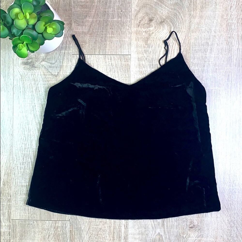 CALVIN KLEIN JEANS Women's Black Velvet Crop Tank Top Cami